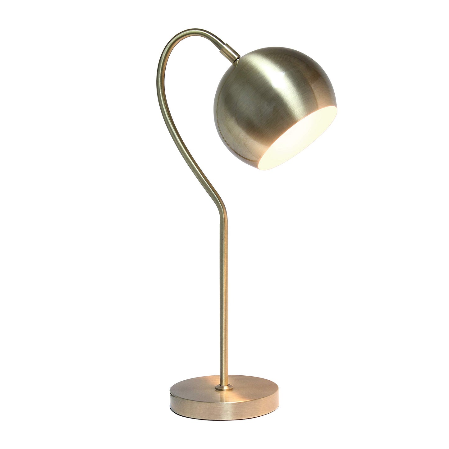 Elegant Designs 20in Modern Metal Half Moon Table Lamp, Antique Brass, Model LT1061-ABS, 10inL x 6inW x 20.25inH, Ideal for Home Décor