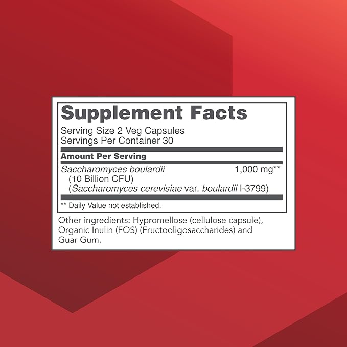 PROTOCOL FOR LIFE BALANCE Saccharomyces Boulardii - 10 Billion CFU - Probiotic Supplement - Support Gut Health & Digestive Health - Relieves Occasional Diarrhea - Halal & Kosher - 60 Veg Caps