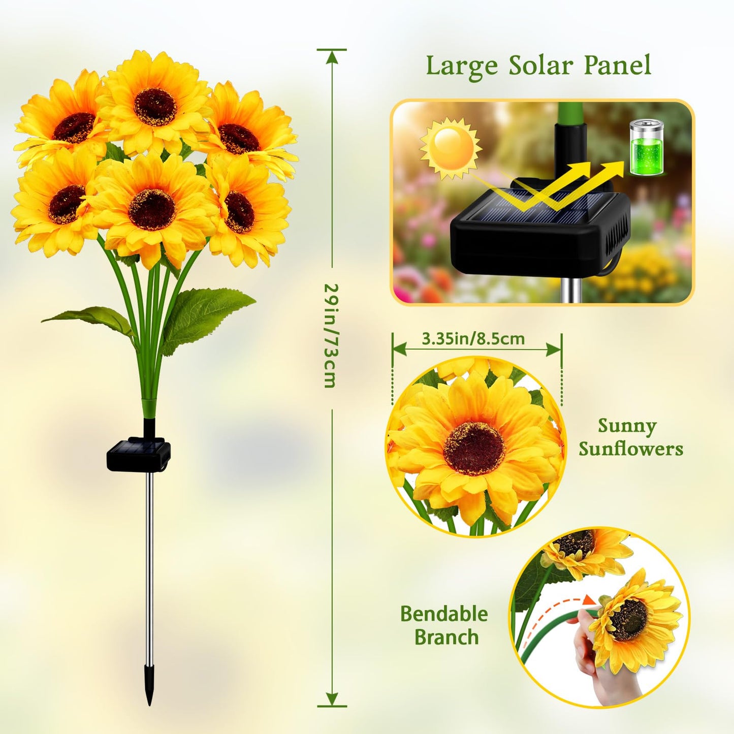 Solar Garden Lights Outdoor  2 Pack Sunflower Lights With 12 Sunflower  Waterproof 60 Led Garden Fall Decor  Gifts For Mom Grandma  Decorative Solar Flowers For Pathway Patio Yard Flowerbed Decoration
