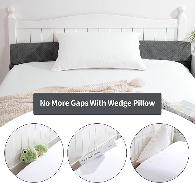 MABOZOO Pillow Wedge for Headboard Gap,Bed Gap Filler Twin Size,Foldable Bed Wedge Pillow for Headboard,Grey Bed Wedge Gap Filler,Foam Mattress Gap Filler,39"x6"x6"