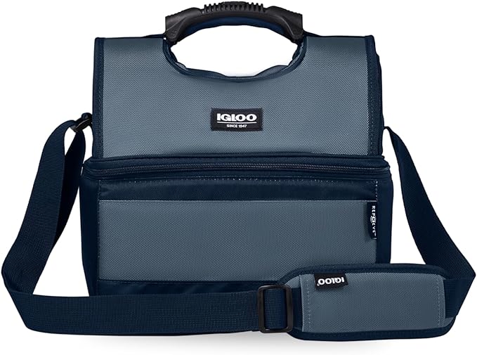 Soft Cooler Gripper Evergreen Eco Lunch Bag, 16-Can Dual Compartment Lunch Cooler, Insulated Lunch Box, Soft Sided Cooler Bag