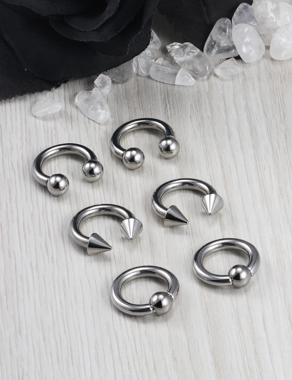 Ocptiy 8G Septum Ring Jewelry Ear Earrring Gauges Tunnel Plug stretching kit Big Large Septum Nose lip Ring Hoop Stainless Surgi