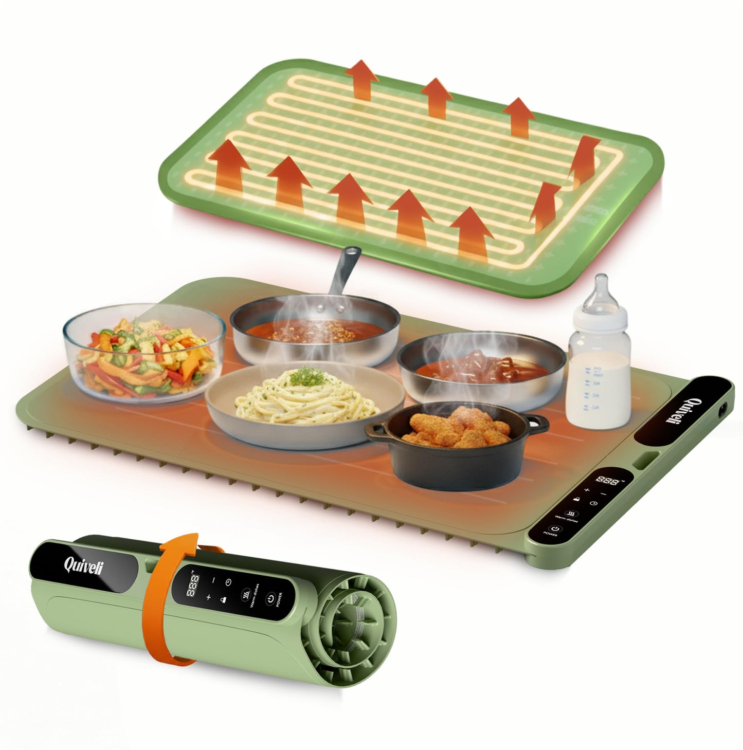 Quiveli Plateful Food Warming Mat For Food - 24x15", With Child Lock - Warming Pads For Food Heat Mats For Kitchen Counter - Food Warming Mat To Keep Food Warm For Party