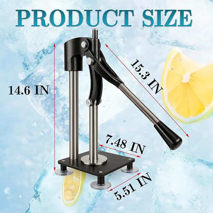 Black Heavy Duty Hand Juicer Press,Metal Lemon Squeezer with 520ML Stainless Steel Cup for Efficient Citrus Juicing,Nut Press Machine