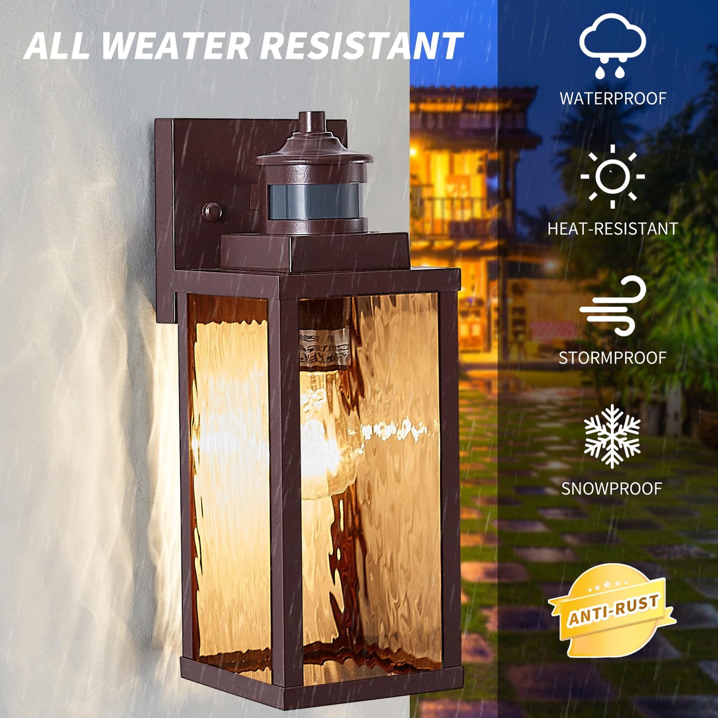 Mdenlt 2 Pack Bronze Motion Sensor Outdoor Wall Lights Updated Dusk To Dawn Outdoor Lighting  Exterior Light Fixtures Wall Mount Waterproof Porch Light Outside Lights For House