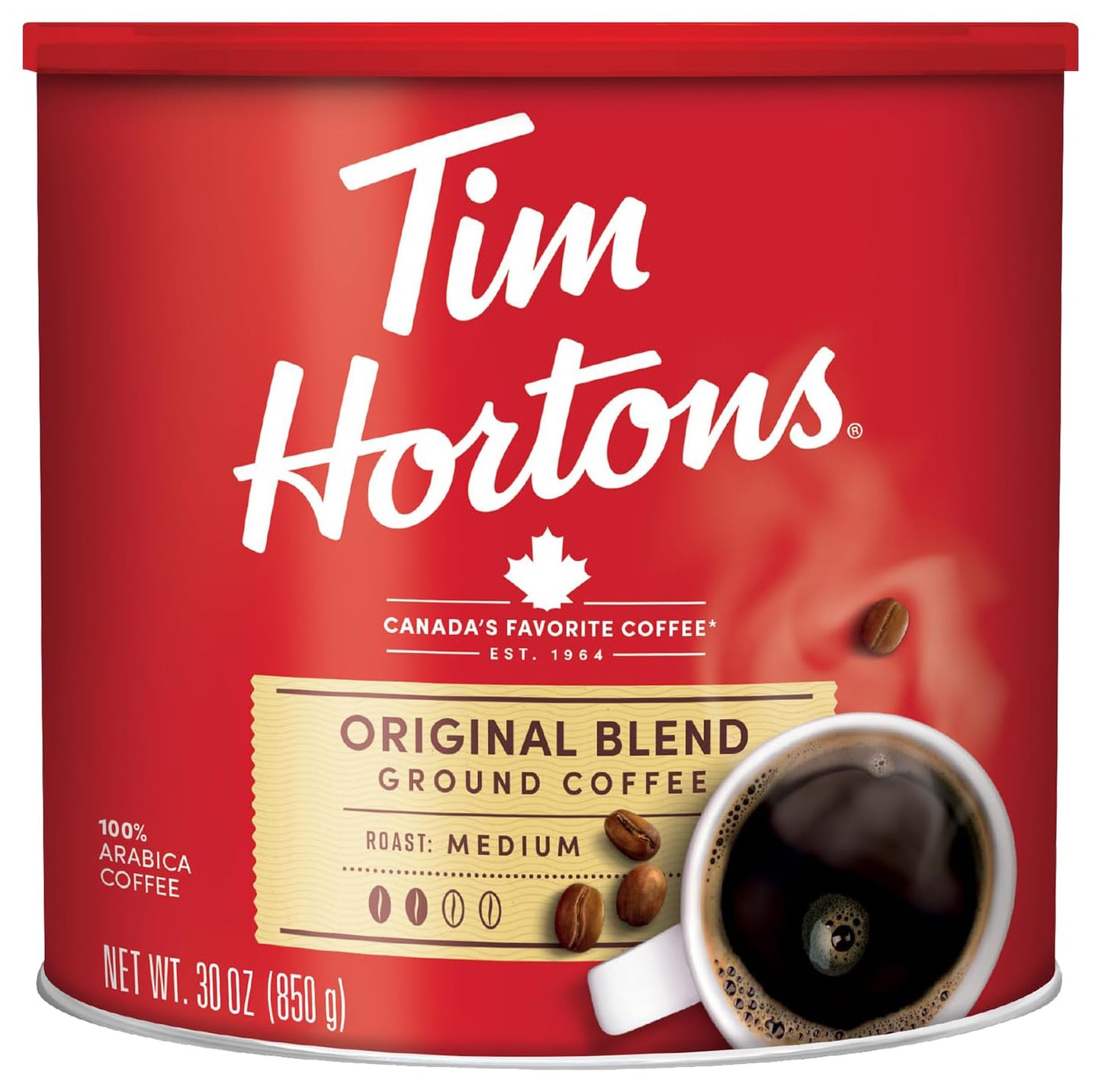 Tim Hortons Original Blend 100% Arabica Ground Coffee Can  30 Ounces