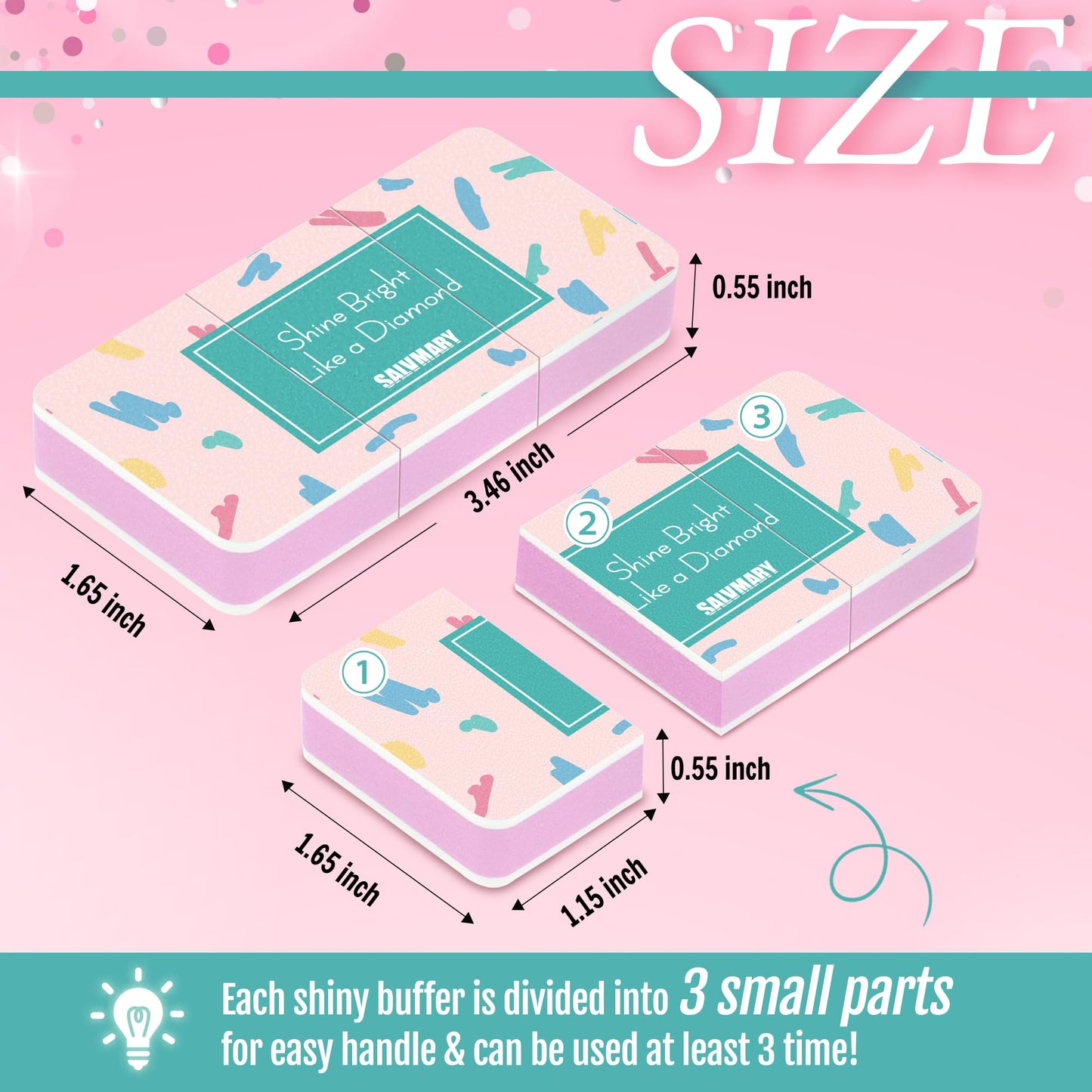 Nail Shiny Buffer Block Gifts for Women - Pink Nail Shine Buffing Blocks Files with 2 Way Smoother & Polisher for Natural Nails,