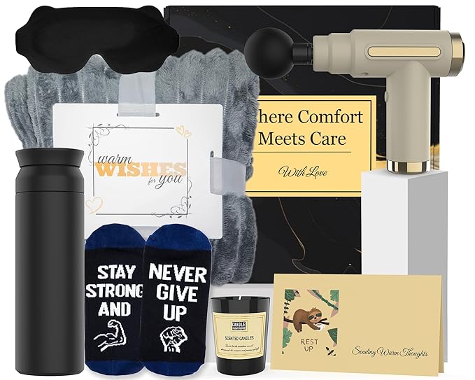 Get Well Soon Gifts for Men, Get Well Soon Gift Basket Men, Care Package for Man with Massage Gun, After Surgery, Cancer G...