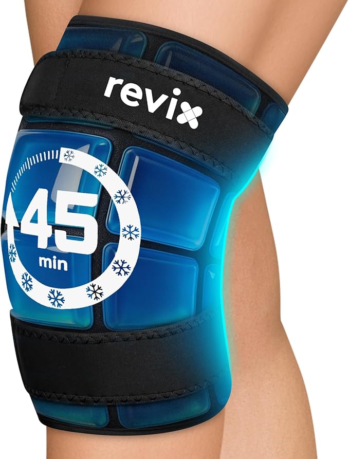 REVIX Knee Ice Pack Wrap, 45-Minute Long-Lasting Ice Pack for Knees with Ice Grid Gel Design, Reusable Gel Ice Wrap, Cold ...