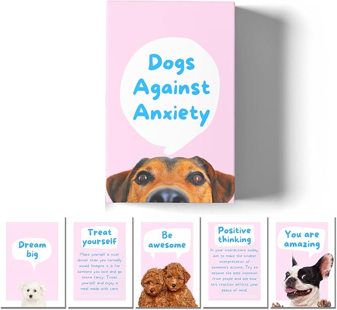 Dogs Against Anxiety Cards - 50 Cards by Catchyourdreams for Self Care and Stress, Mindfulness Affirmations Gifts for Women Dog Lover Gifts (Dogs Against Anxiety)