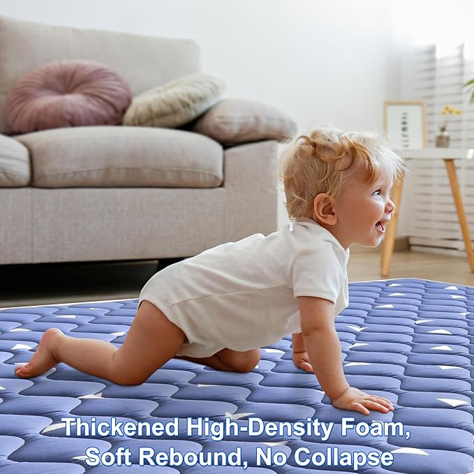 Premium Foam Baby Play Mat 79" X 71", Extra Large Soft Thicker Activity Playmats for Babies, Toddlers, Infants, Play & Tummy Time, Foldable & Machine Washable Baby Crawling Mat