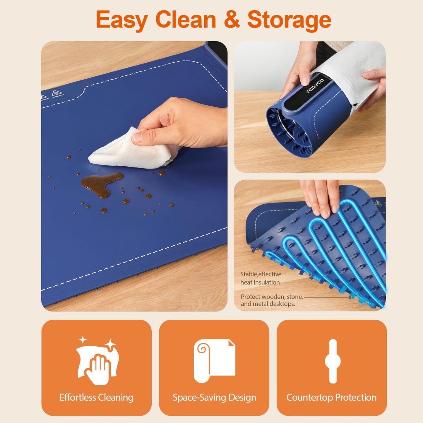 YCDYCD Electric Warming Mat for Food: Adjustable 9-Level Temperature & 1-6H Timer - Silicone Heating Tray for Kitchen Countertop, Buffets, Travel/Party Gatherings