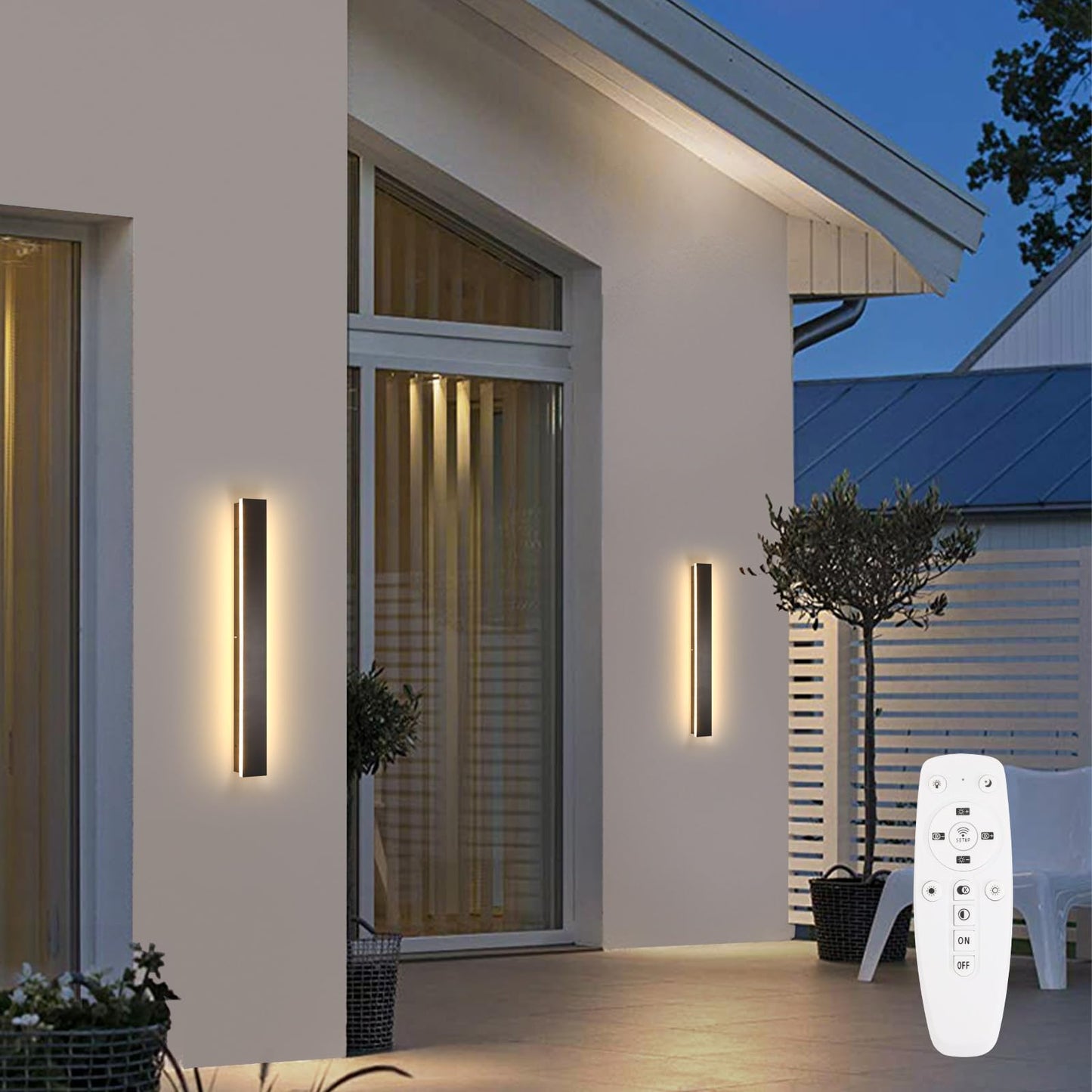 SJIGUANGZ Outdoor Wall Sconce, 24in Waterproof Porch Light, Dimmable Acrylic, Model HX-WL002-L60-R