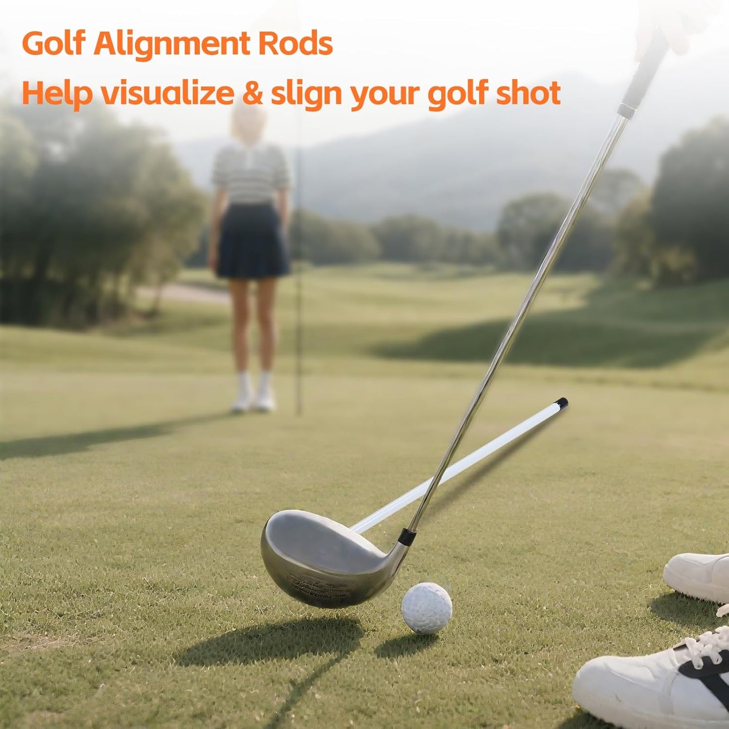 Golf Magnetic Alignment Rods 2 Pack, Golf Club Alignment Sticks Corrector Lie Angle Tool, Golf Swing Training Aids for Golf Practice, Visualize & Align Your Golf Shot