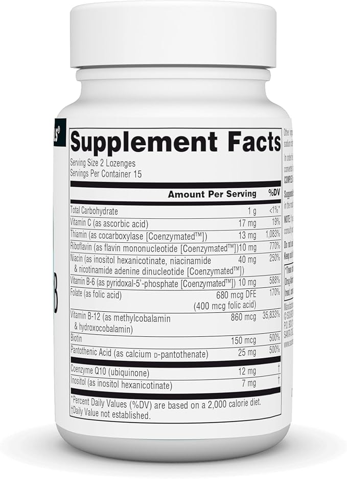 Source Naturals Coenzymate B Complex - Peppermint Flavor That Melts in Mouth - B Vitamins - 30 Lozenges