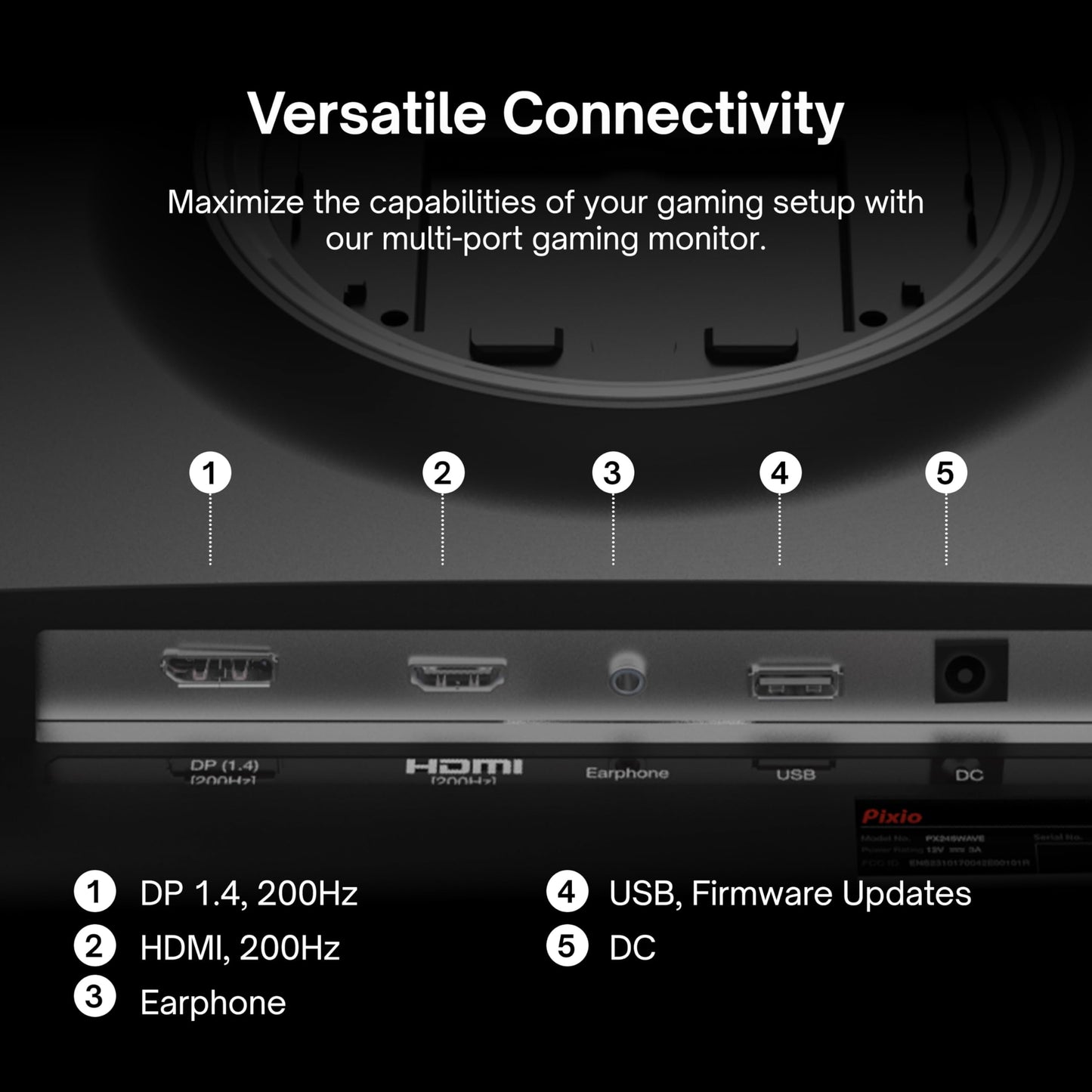 Pixio PX248 Wave 24 inch 200Hz Refresh Rate FHD 1080p Resolution Fast IPS Panel 1ms GTG Response Time Gaming Monitor with Adaptive Sync