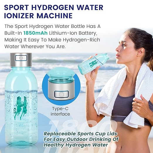 Hydrogen Water Bottle, 50OZ/1.5L Large Capacity Portable Hydrogen Water Bottle Generator 5-10 Minute Rapid Electrolysis 2500PPB, Hydrogen Water Ionizer Machine with SPE/PEM Technology (Silver)