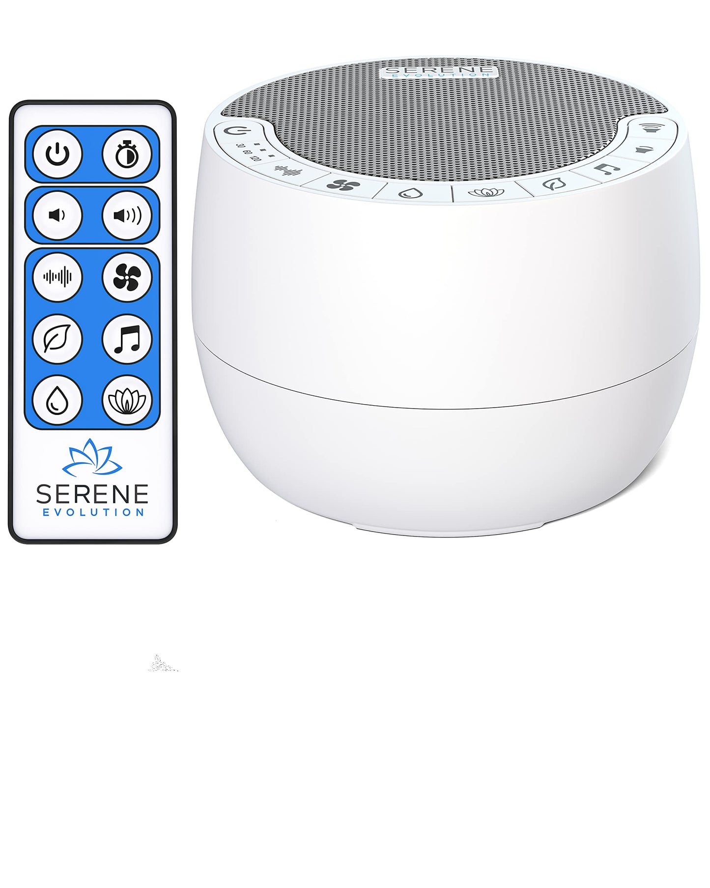Serene Evolution White Noise Sound Machine with Remote Control - 70 Sound Options for Sleeping Adults and Babies - White Noise Machine for Office Privacy, Noise Canceling with Ocean and Rain Sounds