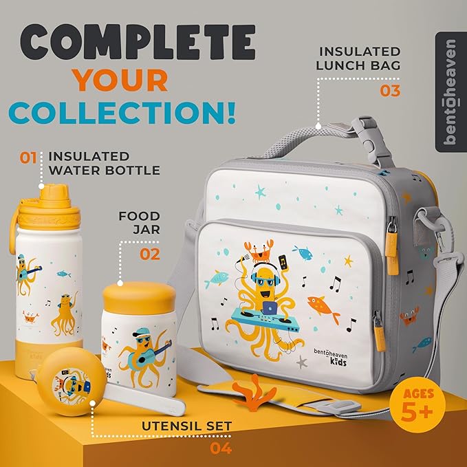 Bentoheaven Kids Food Jar (10oz) - Vacuum Insulated Container - Premium Double Wall Stainless Steel - Easy to Open - Keeps Soup Hot/Cold - Lunch Box Thermos for Kids (Orange Gray)