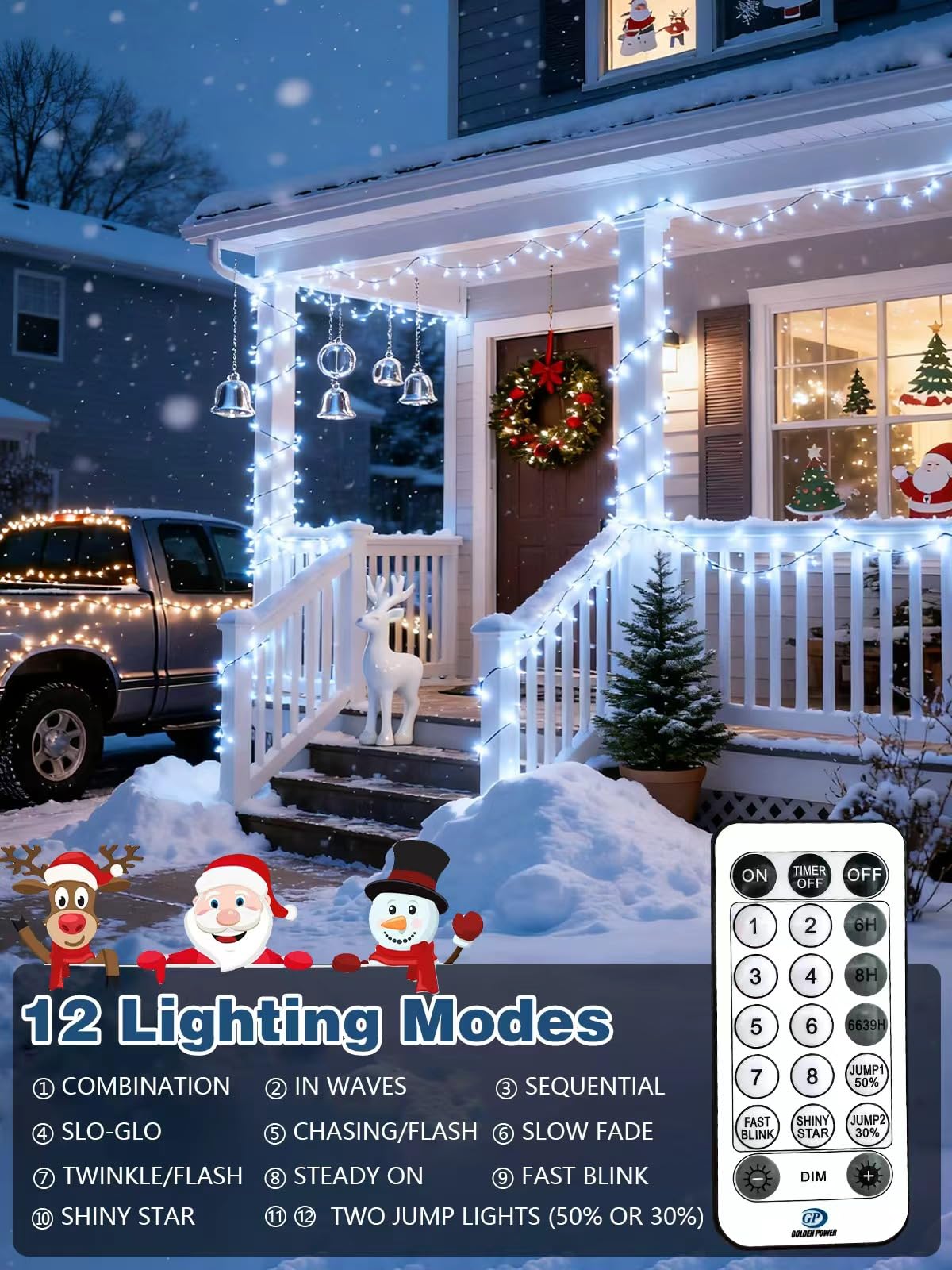 Voice Controlled Christmas Lights With Remote  132 Ft 400 Led String Lights Indoor Outdoor With 12 Modes 3 Timers  Dimmable Twinkle Light Plug In Waterproof For Xmas Tree Party Decor  Cool White