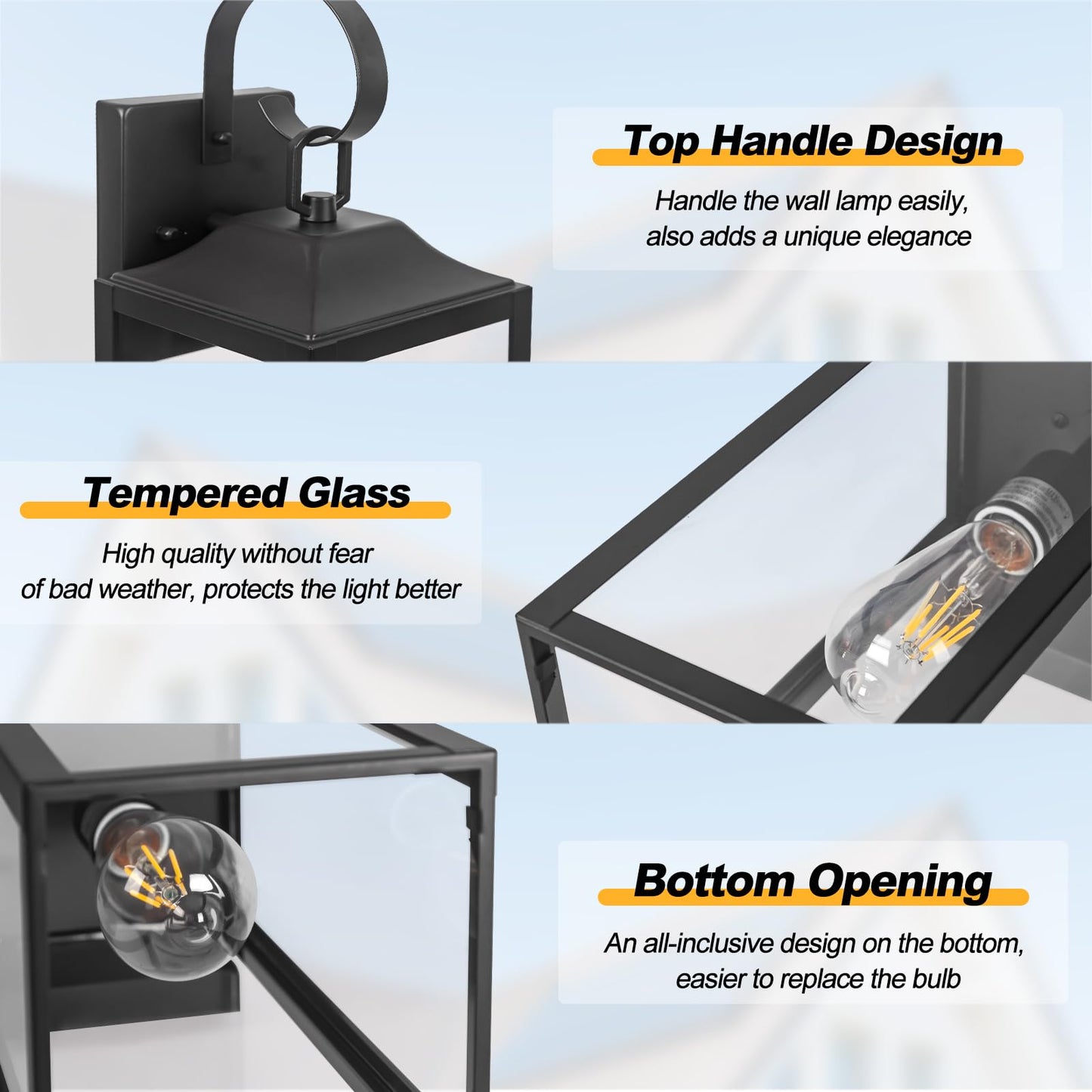 19 Large Outdoor Light Fixture 2 Pack  Porch Lights Sconce Exterior Lighting Fixtures  Black Outside Lights For House Modern Wall Lantern  Anti Rust Outside Coach Lamps For House  Doorway  Garage