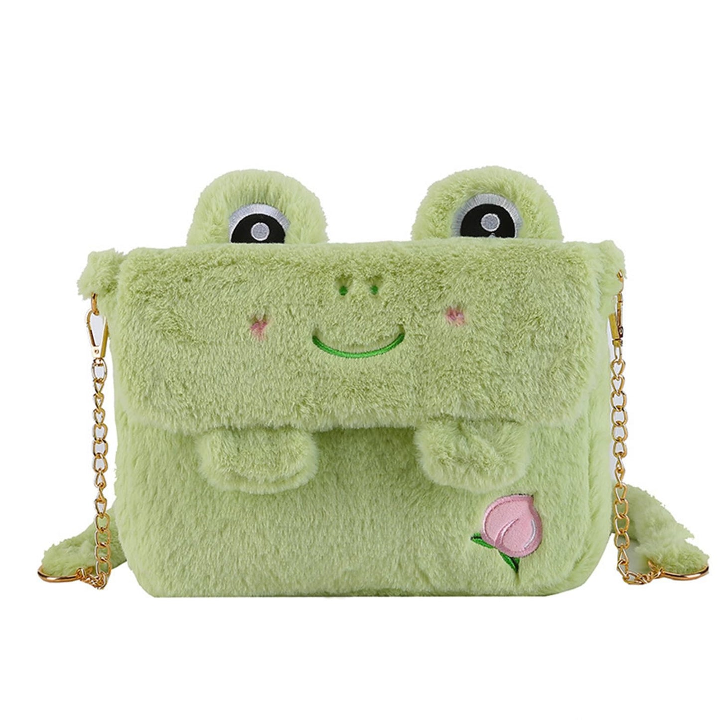 3D Cartoon Frog Plush Pouch, Small Coin Wallets, Cute Headset and Hair Accessories Bags - Fun Gifts Goodie Bag (Frog)