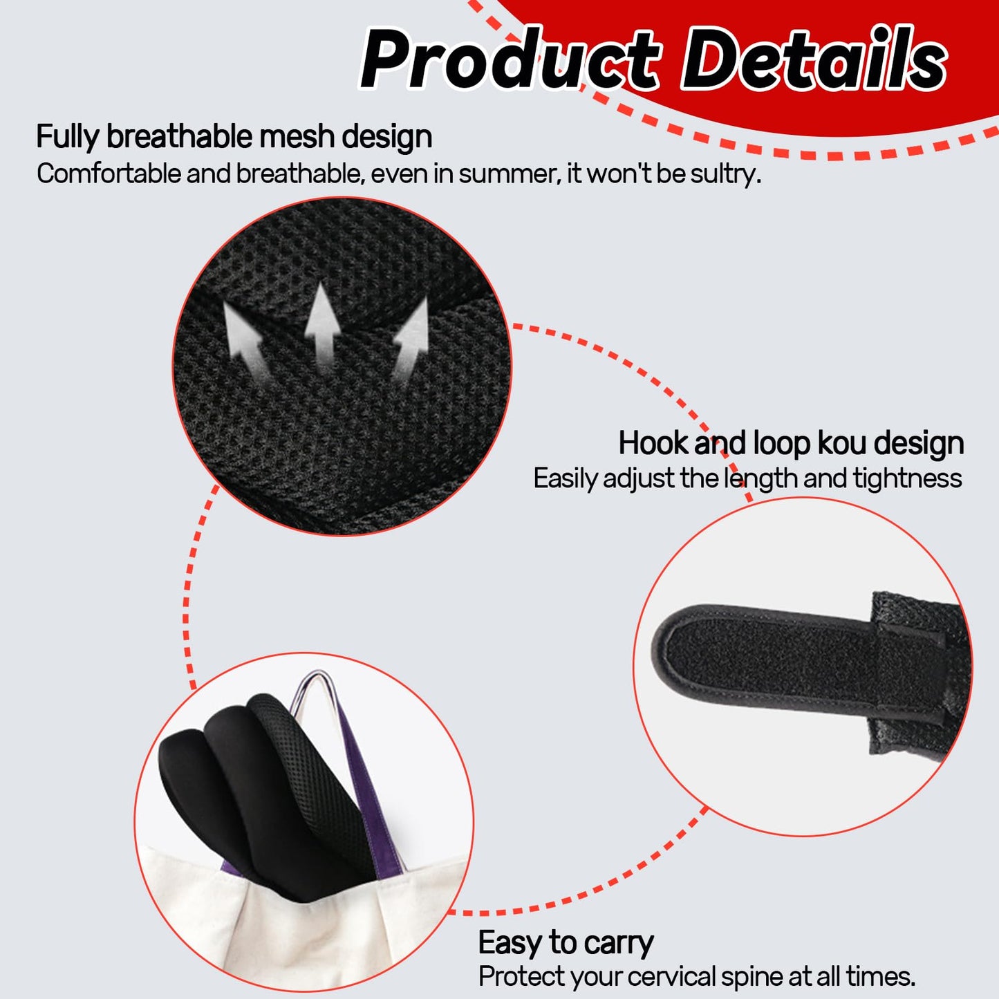 Neck Brace for Sleeping, Neck Brace, Neck Pain and Support, Adjustable Soft Foam Neck Braces for Men & Women, Ergonomic Design for Comfortable Sleep