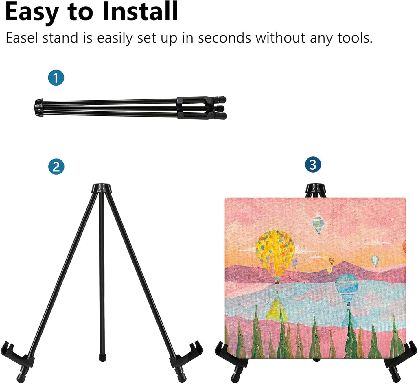 14" High Tabletop Instant Display Easel - Black Steel Small Tripod Easel Stand with Adjustable Holders for Pictures, Paintings, Posters and Store Signs(2 Pack)
