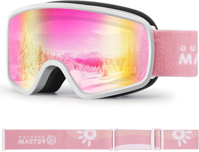 OutdoorMaster Kids Ski Goggles OTG Snowboard Goggles with 100% UV Protection Kids Snow Goggles for Boys Girls Toddler