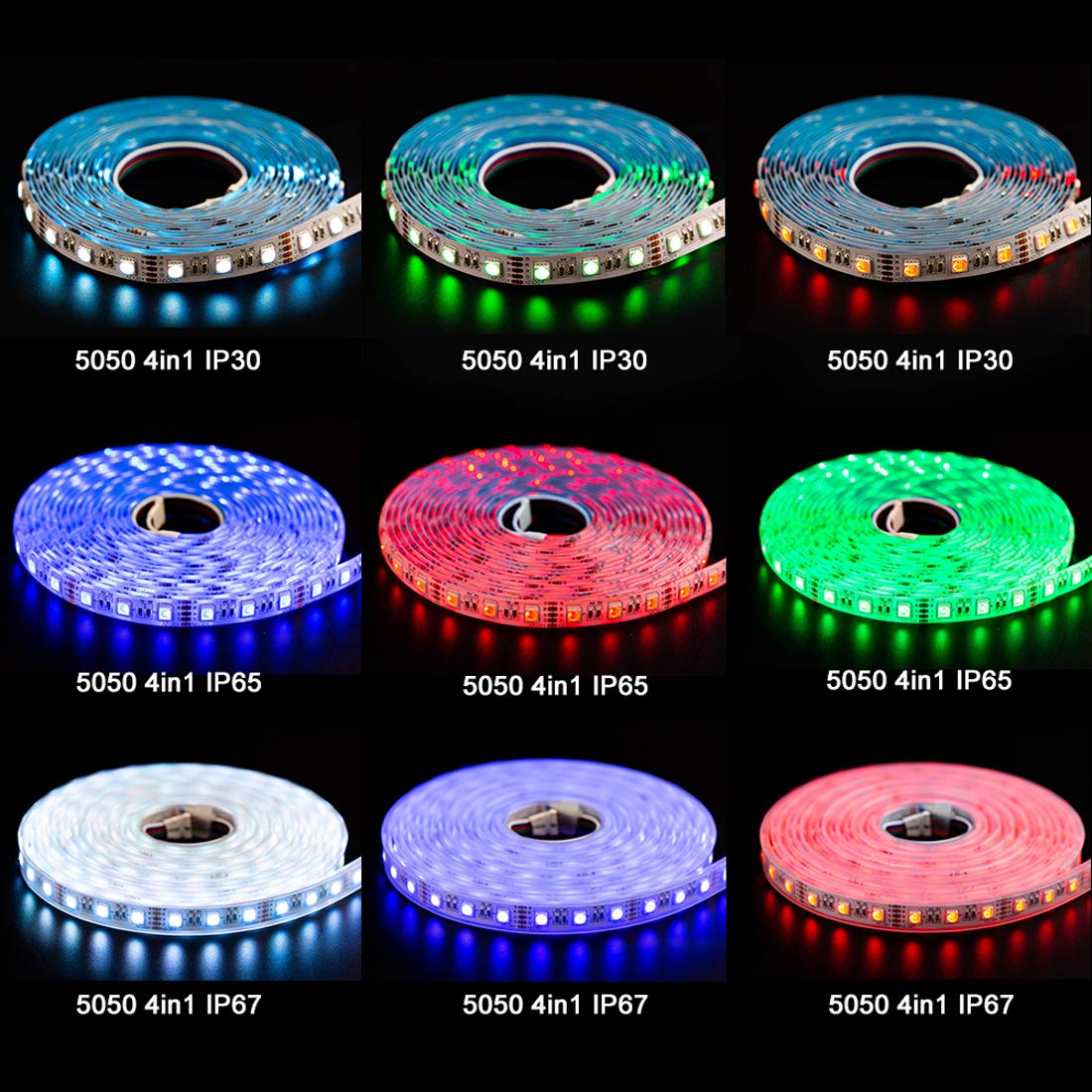 Btf-Lighting 5050 Rgbw Led Tape Light 5M 60 Leds/M, Cool White & Rgb, Ip30, White Pcb, Model 24Vrgbcw45M