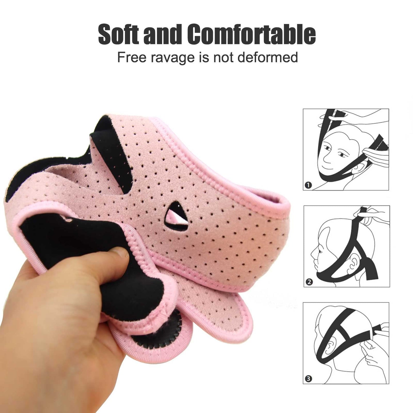 Chin Strap - Chin Strap for Cpap Users, Cpap Chin Strap, Anti Snoring Chin Strap, Chin Strap for Snoring, Breathable Comfortable Cpap Chin Straps for Men and Women, Extension Strap, Pink (Pink)