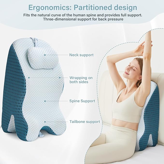 Wedge Pillow, Pillow Wedge with Small Support Pillow Ergonomic Memory Foam Wedge Pillow Comfortable Wedge Pillow for Neck and Back Small Wedge Pillow for Sleeping Reading Back Pain Relief