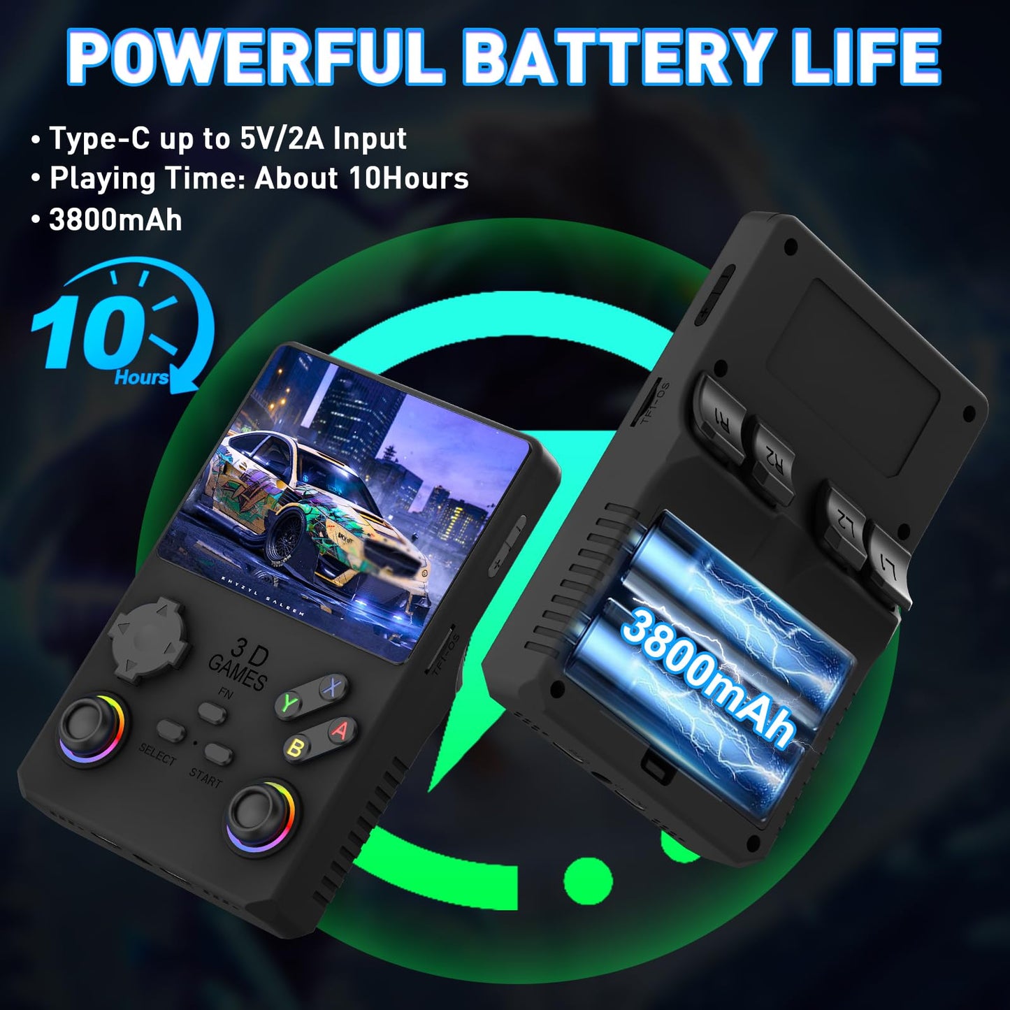 V40 PRO Upgraded Retro Handheld Game Console, Built in 35,000+Classic Games, 36+Simulators, Linux System, 3.5-inch 4K HD IPS Screen Video Player, 256GB TF Card, Portable Pocket Arcade Console (Black)