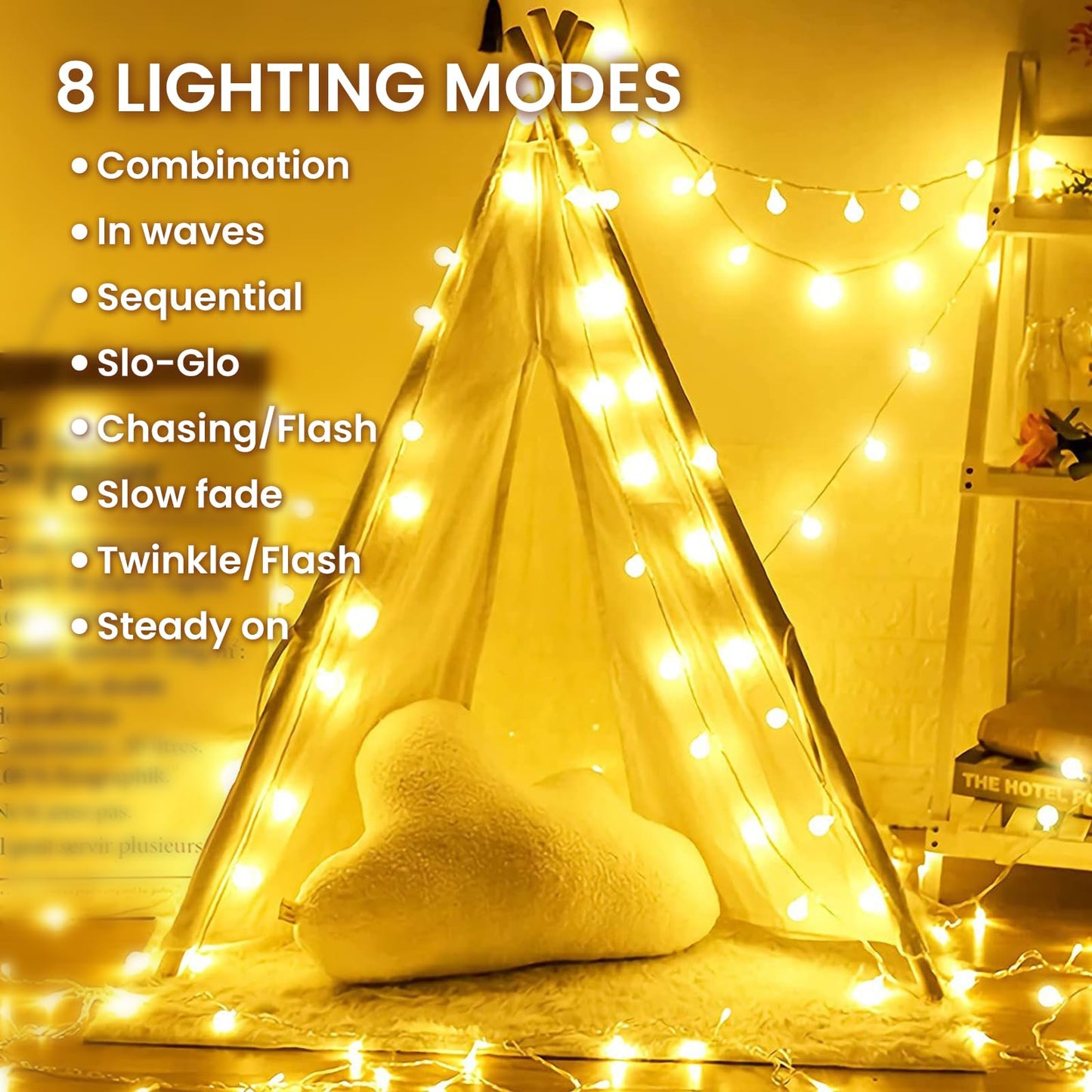 Dailyart Globe String Lights, 100 Led, 59Ft Warm White Fairy Lights, Waterproof, 8 Modes, Remote Control For Indoor/Outdoor Use