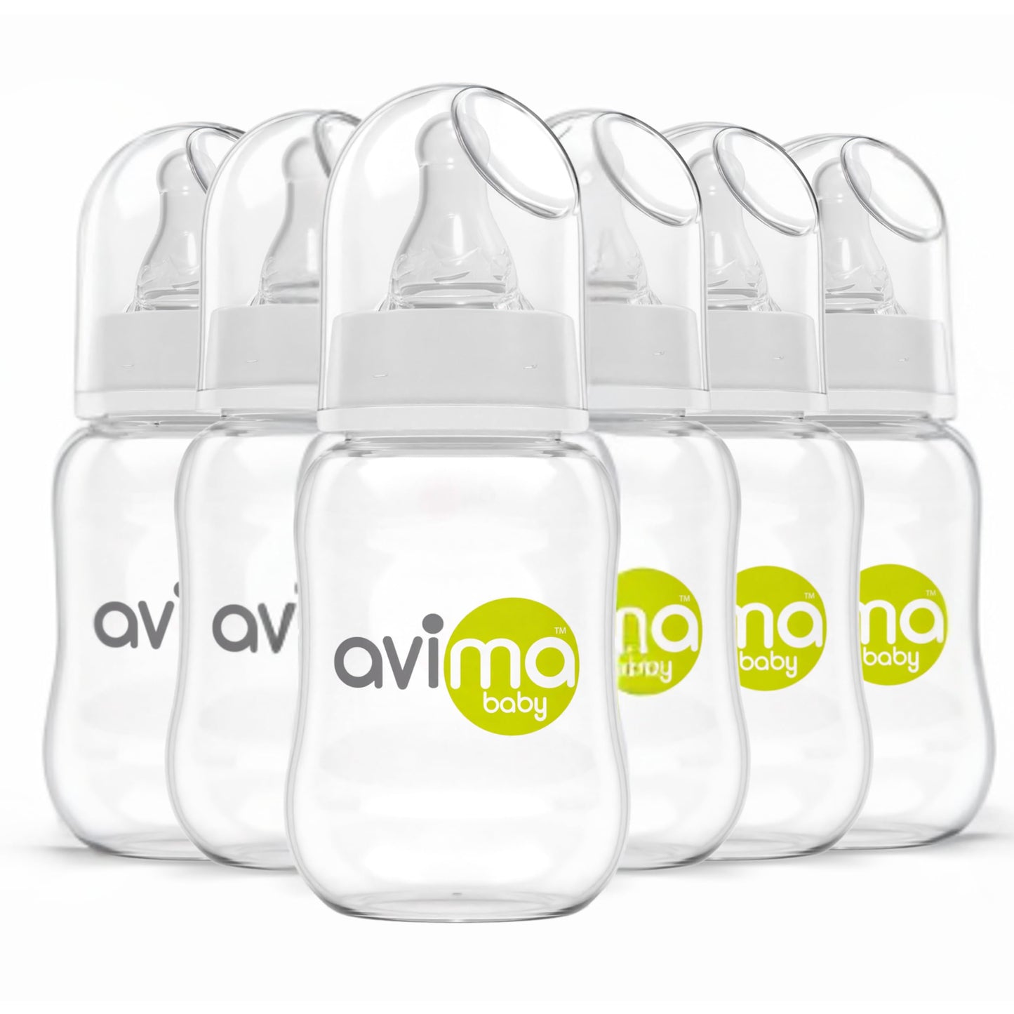 Avima Anti-Colic Baby Bottles – 4 oz, Slow Flow Nipples – BPA-Free, Standard Neck – Stage 1 for 0–3 Months – Set of 6