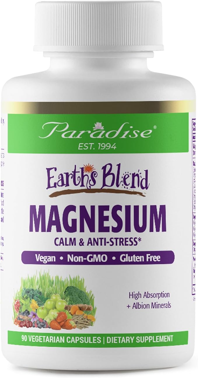 Paradise Herbs Earth's Blend Women's Once Daily Multivitamin with Iron 60 Capsules & Earth's Blend Magnesium, 90 Capsules Bundle