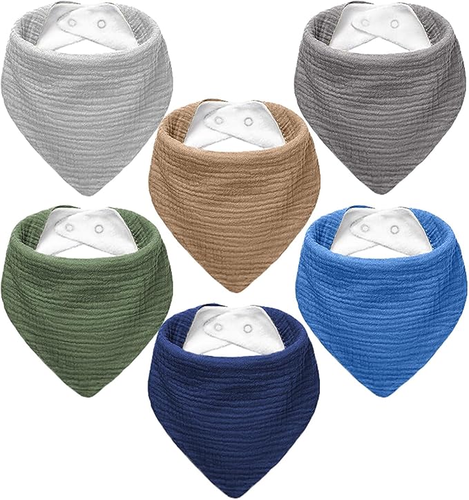 Muslin Baby Bibs,Soft Triangular Baby Bandana Drool Bibs for Baby Boy Girl,Solid Colors Bib for Drooling Teething
