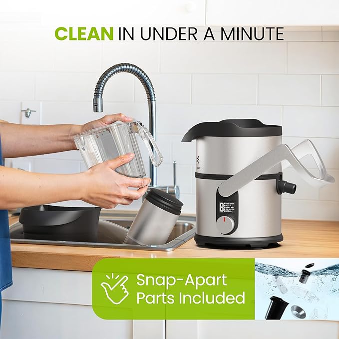 Eurolux Centrifugal Juicer Machine, Easy to Clean Juice Extractor with 3" Feed Chute for Less Cutting, Stainless Steel & BPA-Free