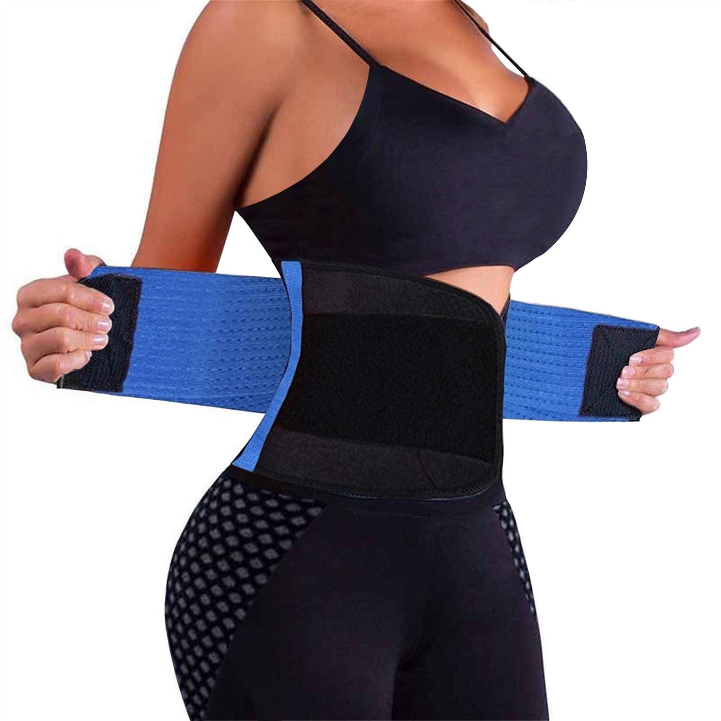 VENUZOR Waist Trainer Belt for Women - Waist Cincher Trimmer - Slimming Body Shaper Belt - Sport Girdle Belt (UP Graded)(Blue,Medium)