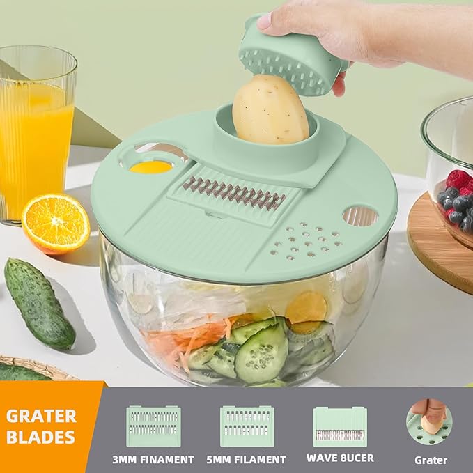 Salad Lettuce Spinner,Fruit Washing Bowl with Strainer,Vegetables Fruit Washer,5.3Qt Large Salad Spinner