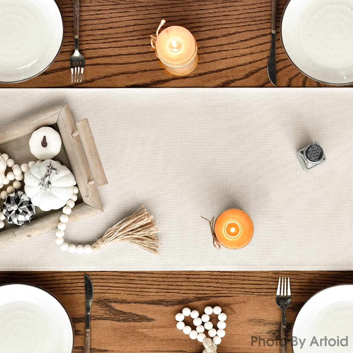 Artoid Mode Aqua Hello Pumpkin Leaves Fall Table Runner, Seasonal Autumn Kitchen Dining Table Decoration for Home Party Decor 13x72 Inch