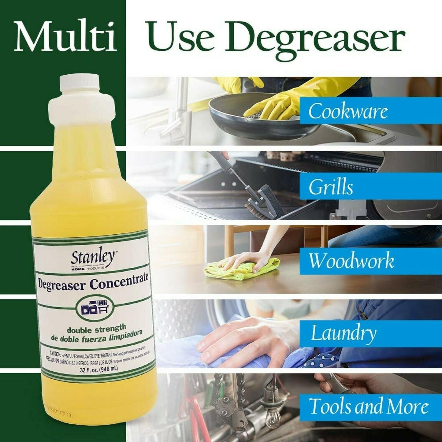 Stanley Home Products Degreaser Concentrate (32 fl. oz.) with Stainless Steel Kitchen & Kettle Cleaner Sponges – Removes Grease & Grime