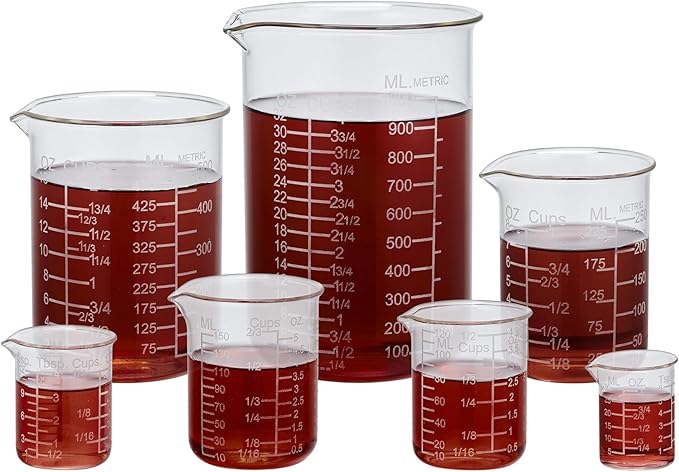 Ackers Etching Scale Glass Measuring Cup Set, Includes 1/2-Cup, 1-Cup, and 2-Cup Liquid Measuring Cups, Dishwasher, Freezer, Microwave, and Preheated Oven Safe, Essential Kitchen Tools