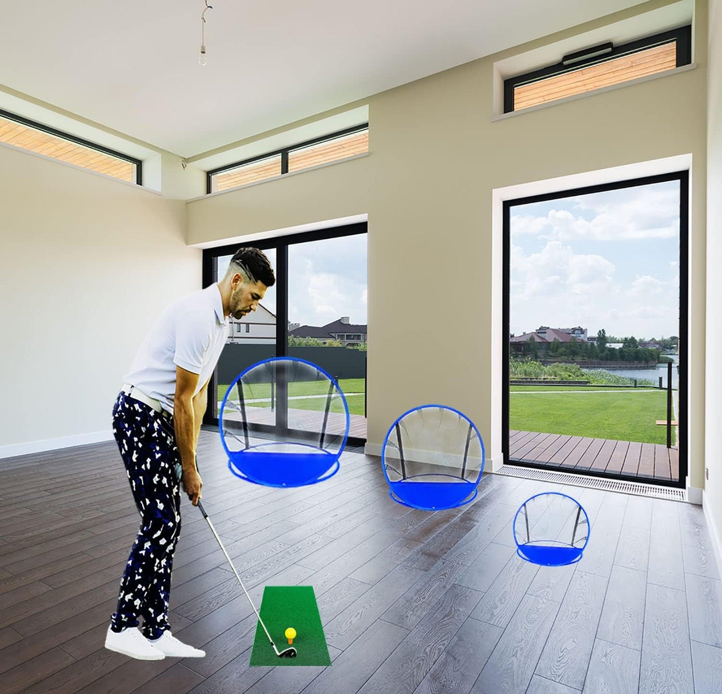 Golf Chipping Net for Backyard, Pop Up Chipping Practice Net with Balls Hitting Mat, Adults and Teens - Portable Golf Course Play Outdoor, Indoor, Camping, Lawn, Beach, Yard, Gifts