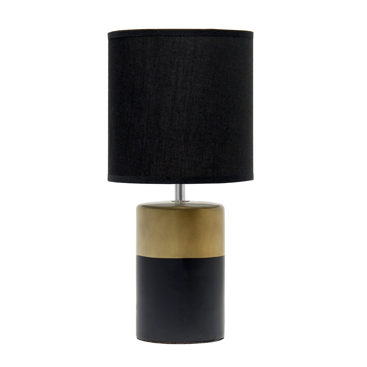 Simple Designs LT1114-BLK Bedside Table Lamp, Porcelain, Black/Gold, Pack of 1