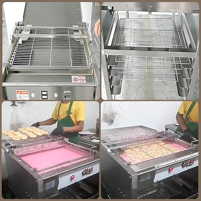 Commercial Donut Automatic Temperature Regulating Coating Machine 1500W 24L Oil Tank,15-20 Pcs/time,Donut Coater & commercial donut glazer machine,suitable for small cakes&donuts (Donut Coating)
