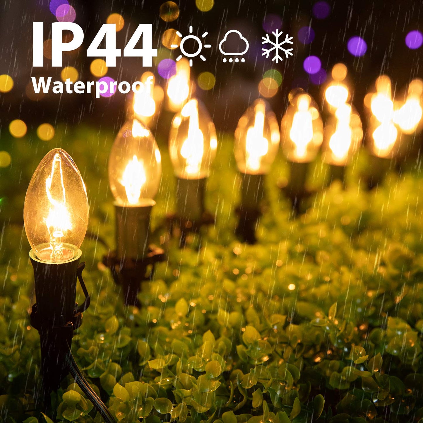 Brightown Christmas Pathway String Lights - 25.7 Ft, 20 Clear Waterproof Incandescent Lights, Warm White, Model Gy-C-50.6-U-B1