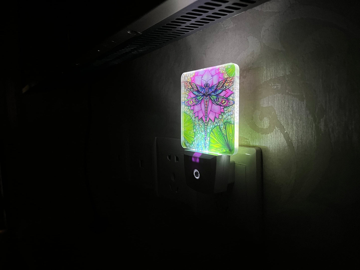 Dragonfly Night Light Plug In Led Lamp Night Lights For Bedroom Lotus Nightlight Decor For Kids Room Hallway Stairs Dimmable With Auto Sensor Adjustable Brightness Auto On/Off Dragonfly Gift For Women