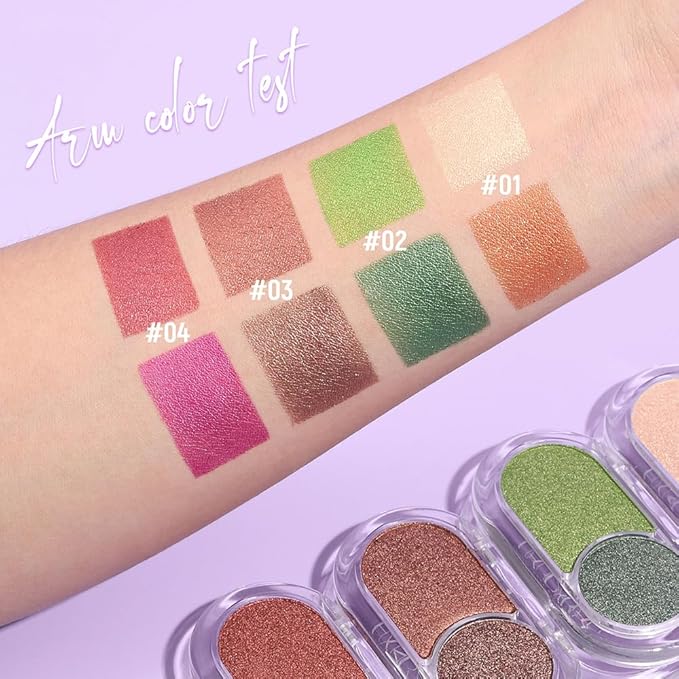 2Pcs Shimmer Brown Eyeshadow Double Colors Palette, High Pigment Eye Shadow Powder, Blendable Smooth and Texture Waterproof, Smudge-proof, Durable and Long-lasting Makeup Palette 01#+03#