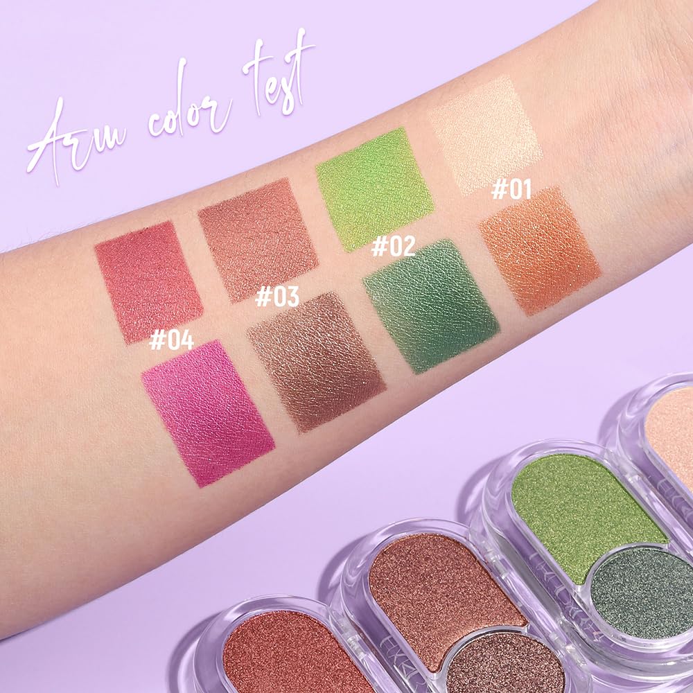 JUAAZIN Copper Browm Roses Pink Shimmer Eyeshadow Double Colors Palette, High Pigment Eye Shadow Powder, Blendable Smooth and Te